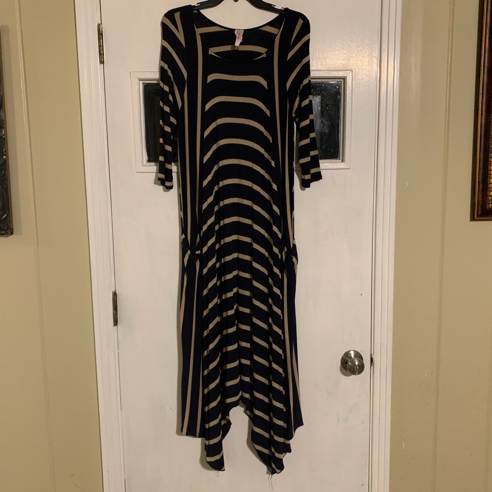 Navy and cream maxi dress